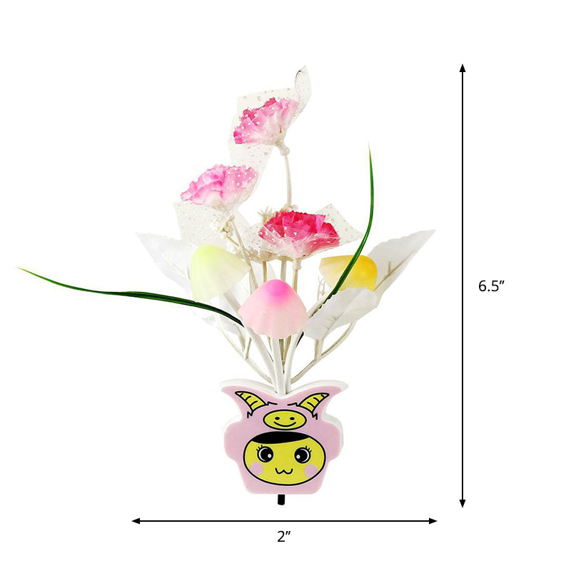 Plastic Blooming Flower Wall Nightlight Contemporary Yellow/Pink/Peach LED Night Lighting with Plug Clearhalo 'Night Lights' 'Wall Lights' Lighting' 1468160