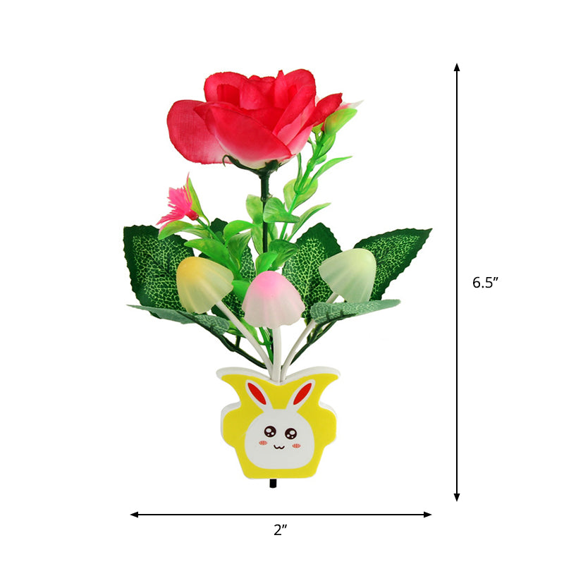 Plastic Blooming Flower Wall Nightlight Contemporary Yellow/Pink/Peach LED Night Lighting with Plug Clearhalo 'Night Lights' 'Wall Lights' Lighting' 1468170