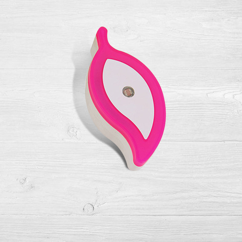 Plastic Leaf Mini Wall Lighting Ideas Cartoon Green/Pink/White Plug in LED Night Lamp for Kids Room Pink Clearhalo 'Night Lights' 'Wall Lights' Lighting' 1468231