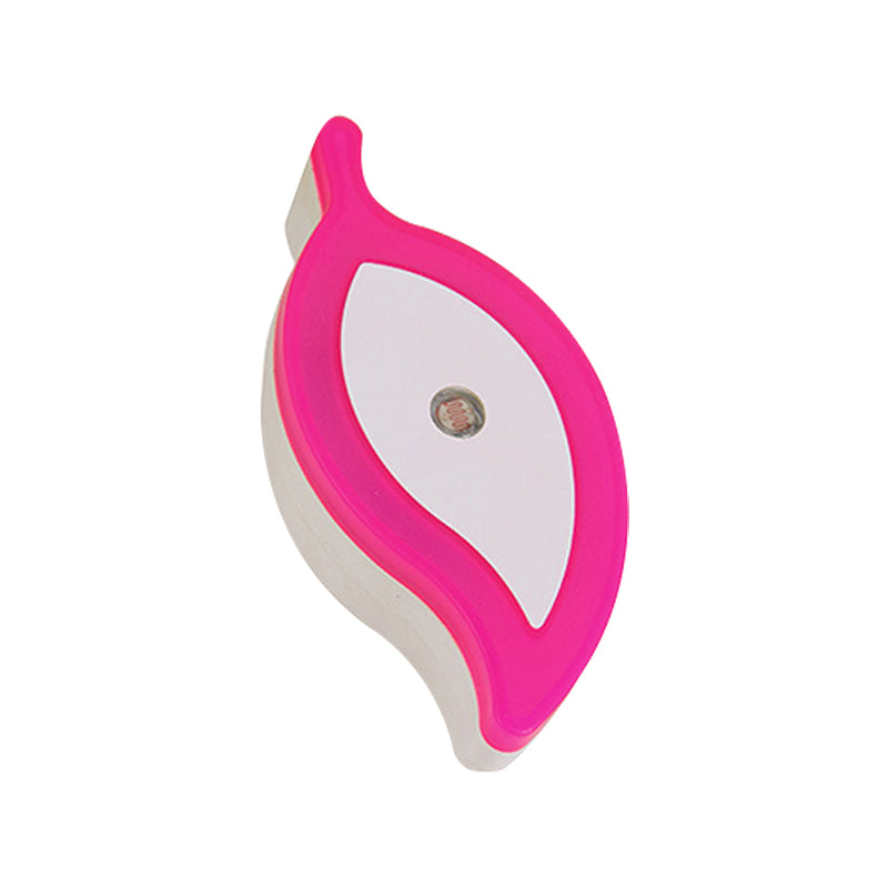 Plastic Leaf Mini Wall Lighting Ideas Cartoon Green/Pink/White Plug in LED Night Lamp for Kids Room Clearhalo 'Night Lights' 'Wall Lights' Lighting' 1468233