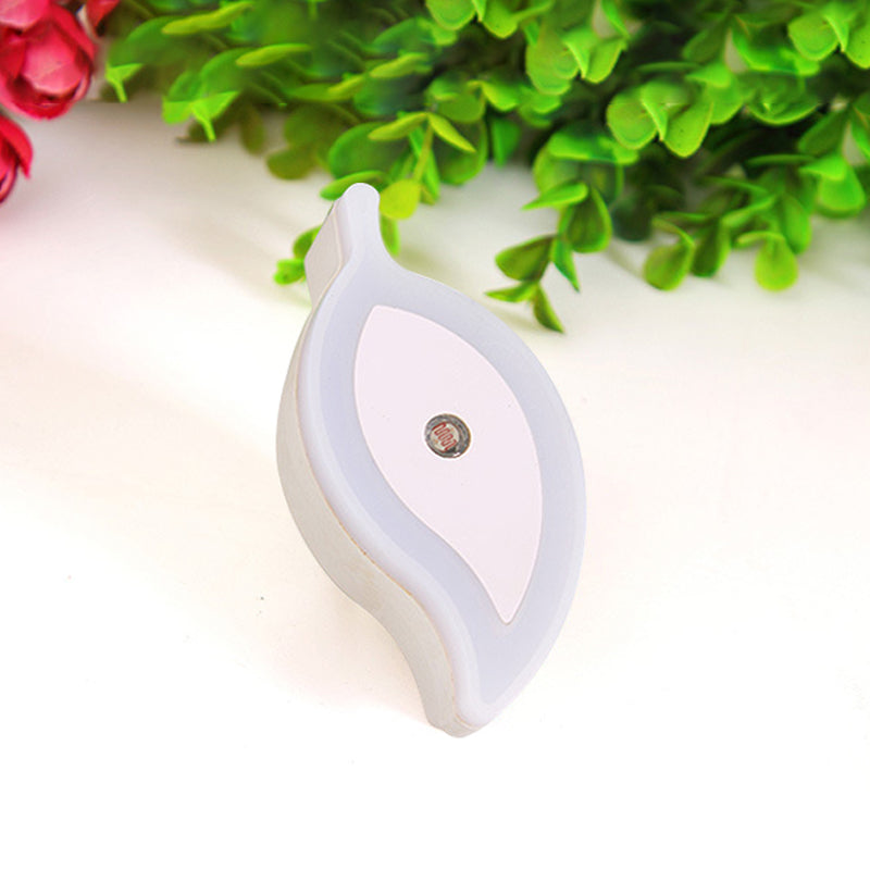 Plastic Leaf Mini Wall Lighting Ideas Cartoon Green/Pink/White Plug in LED Night Lamp for Kids Room Clearhalo 'Night Lights' 'Wall Lights' Lighting' 1468236