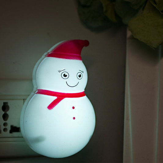 Kids Snowman Plastic Night Lamp Plug-in LED Wall Light in Red and White for Child Room Clearhalo 'Night Lights' 'Wall Lights' Lighting' 1468256
