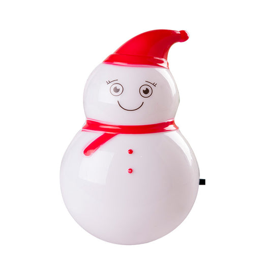 Kids Snowman Plastic Night Lamp Plug-in LED Wall Light in Red and White for Child Room Clearhalo 'Night Lights' 'Wall Lights' Lighting' 1468257