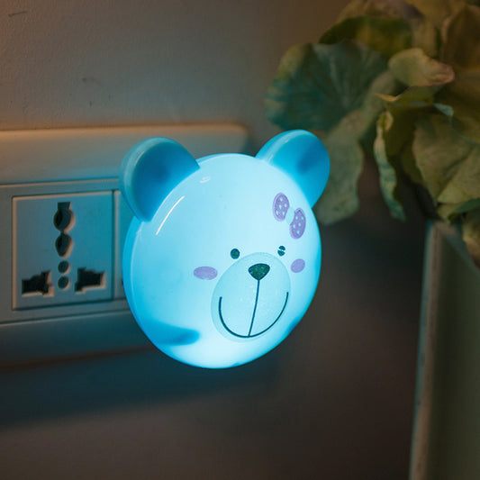 Cartoon LED Night Lighting Blue Bear Small Plug-in Wall Light with Plastic Shade Clearhalo 'Night Lights' 'Wall Lights' Lighting' 1468272