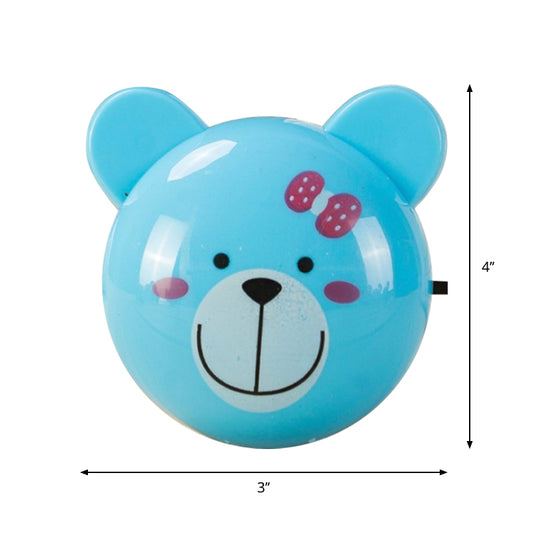 Cartoon LED Night Lighting Blue Bear Small Plug-in Wall Light with Plastic Shade Clearhalo 'Night Lights' 'Wall Lights' Lighting' 1468274