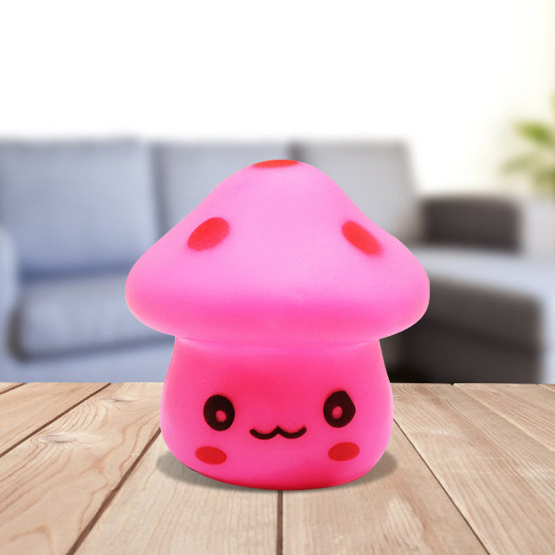 Mini Mushroom Plug-in Nightlight Cartoon Plastic Nursery LED Wall Lamp in 7 Color Light, White/Red/Blue Red Clearhalo 'Night Lights' 'Wall Lights' Lighting' 1468295