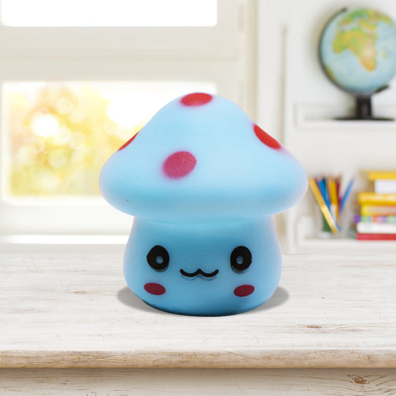 Mini Mushroom Plug-in Nightlight Cartoon Plastic Nursery LED Wall Lamp in 7 Color Light, White/Red/Blue Blue Clearhalo 'Night Lights' 'Wall Lights' Lighting' 1468307