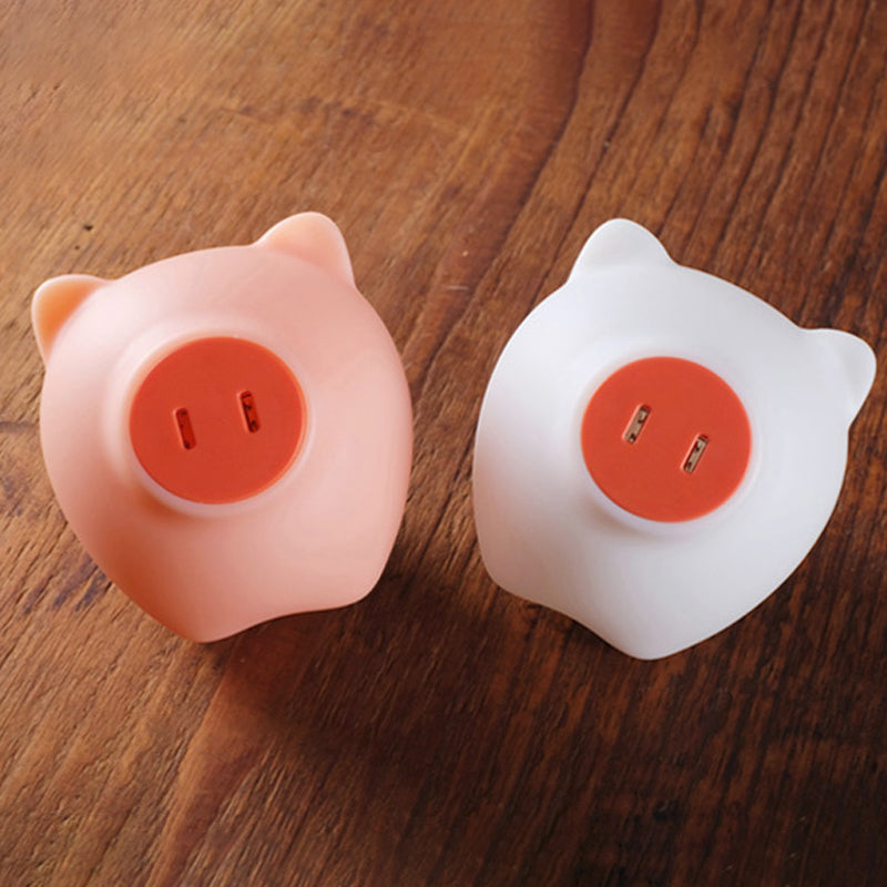 Pink/White Pig Mini Plug Night Lamp Cartoon Plastic LED Wall Light with USB Charging Port White Clearhalo 'Night Lights' 'Wall Lights' Lighting' 1468319