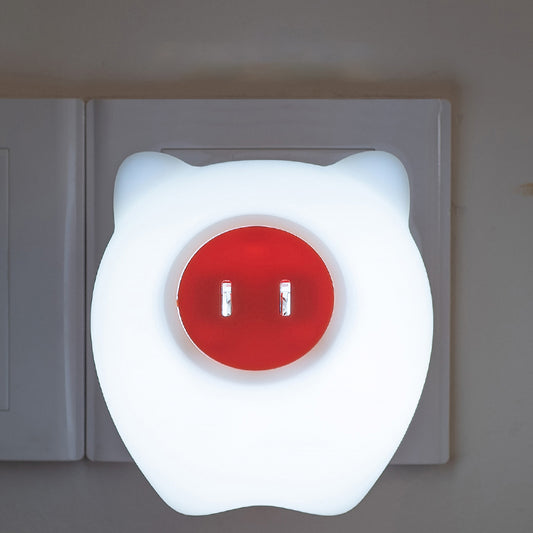 Pink/White Pig Mini Plug Night Lamp Cartoon Plastic LED Wall Light with USB Charging Port Clearhalo 'Night Lights' 'Wall Lights' Lighting' 1468321