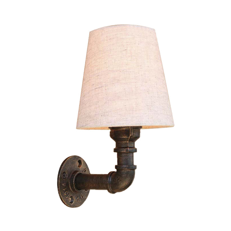 Fabric Cone Wall Sconce with Pipe Design Industrial 1/2-Bulb Living Room Wall Lighting in Bronze Clearhalo 'Art deco wall lights' 'Cast Iron' 'Glass' 'Industrial wall lights' 'Industrial' 'Middle century wall lights' 'Modern' 'Rustic wall lights' 'Tiffany' 'Traditional wall lights' 'Wall Lamps & Sconces' 'Wall Lights' Lighting' 146834