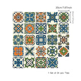 Orange-Blue Bohemia Wallpaper Panel 10.3-sq ft Tribal Pattern Wall Art for Kitchen, Peel and Stick Clearhalo 'Wall Decor' 'Wallpaper' 1468356