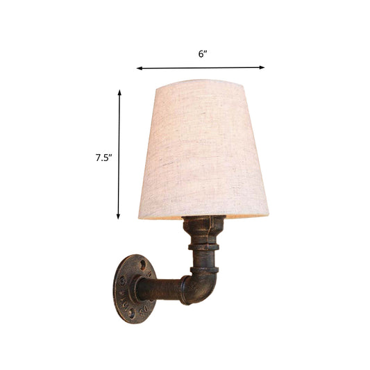 Fabric Cone Wall Sconce with Pipe Design Industrial 1/2-Bulb Living Room Wall Lighting in Bronze Clearhalo 'Art deco wall lights' 'Cast Iron' 'Glass' 'Industrial wall lights' 'Industrial' 'Middle century wall lights' 'Modern' 'Rustic wall lights' 'Tiffany' 'Traditional wall lights' 'Wall Lamps & Sconces' 'Wall Lights' Lighting' 146835