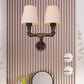 Fabric Cone Wall Sconce with Pipe Design Industrial 1/2-Bulb Living Room Wall Lighting in Bronze Clearhalo 'Art deco wall lights' 'Cast Iron' 'Glass' 'Industrial wall lights' 'Industrial' 'Middle century wall lights' 'Modern' 'Rustic wall lights' 'Tiffany' 'Traditional wall lights' 'Wall Lamps & Sconces' 'Wall Lights' Lighting' 146837