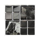 Modern Marble Tile Wallpaper Panel Set Grey-Black Bathroom Stick on Wall Decor, 4' x 4" Clearhalo 'Wall Decor' 'Wallpaper' 1468383