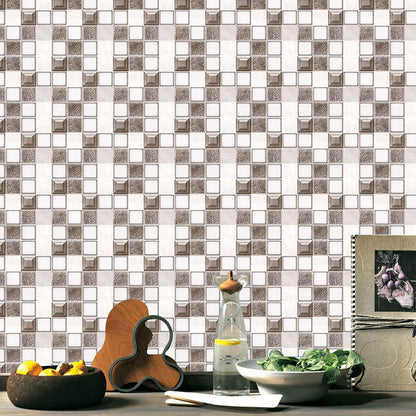 Peel and Paste Tile Wallpaper Panel Contemporary PVC Wall Art in White-Brown, 8' L x 8" W White-Brown Clearhalo 'Wall Decor' 'Wallpaper' 1468485