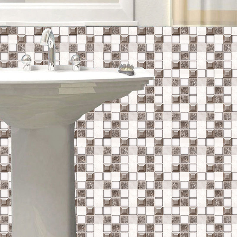 Peel and Paste Tile Wallpaper Panel Contemporary PVC Wall Art in White-Brown, 8' L x 8" W Clearhalo 'Wall Decor' 'Wallpaper' 1468486