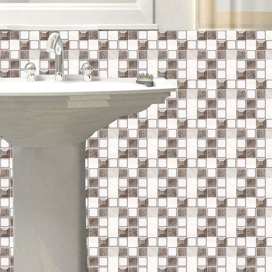 Peel and Paste Tile Wallpaper Panel Contemporary PVC Wall Art in White-Brown, 8' L x 8" W Clearhalo 'Wall Decor' 'Wallpaper' 1468486