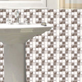 Peel and Paste Tile Wallpaper Panel Contemporary PVC Wall Art in White-Brown, 8' L x 8" W Clearhalo 'Wall Decor' 'Wallpaper' 1468486