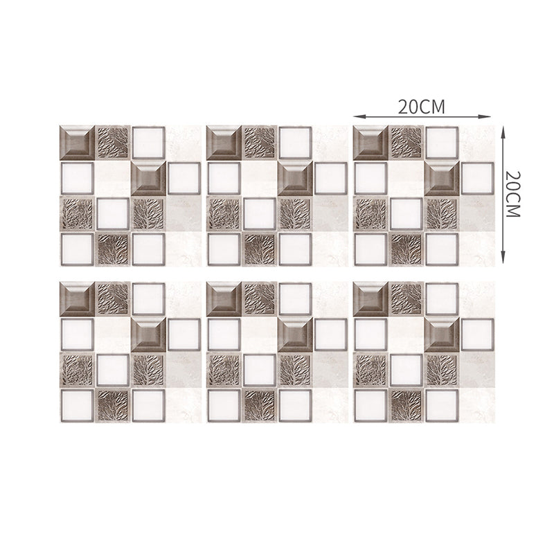 Peel and Paste Tile Wallpaper Panel Contemporary PVC Wall Art in White-Brown, 8' L x 8" W Clearhalo 'Wall Decor' 'Wallpaper' 1468489