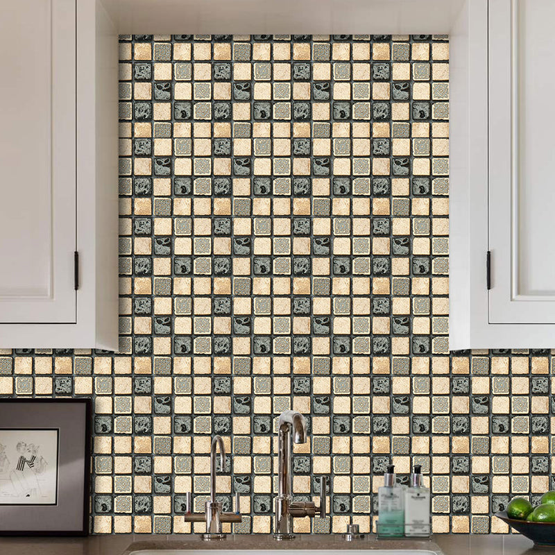 Grey-Green Modern Stick Wallpaper Panel 8' L x 8" W Checker Wall Art for Bathroom Gray-Green Clearhalo 'Wall Decor' 'Wallpaper' 1468510