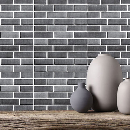 Grey Brick Wallpaper Panel Set Peel and Stick Rustic Corridor Wall Decor (4 Pieces) Grey Clearhalo 'Country wall decor' 'Rustic' 'Wallpaper' Wall Decor' 1468527