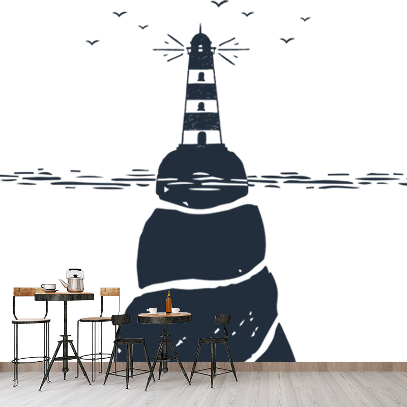 Illustration Spiral Seashell Wall Mural Large Wall Art for Home, Custom Size Available Black-White Clearhalo 'Wall Decor' 'Wall Mural' 1468557