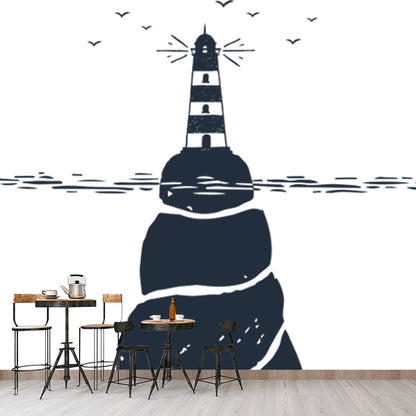 Illustration Spiral Seashell Wall Mural Large Wall Art for Home, Custom Size Available Black-White Clearhalo 'Wall Decor' 'Wall Mural' 1468557