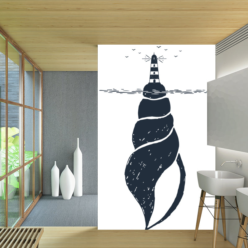 Illustration Spiral Seashell Wall Mural Large Wall Art for Home, Custom Size Available Clearhalo 'Wall Decor' 'Wall Mural' 1468559