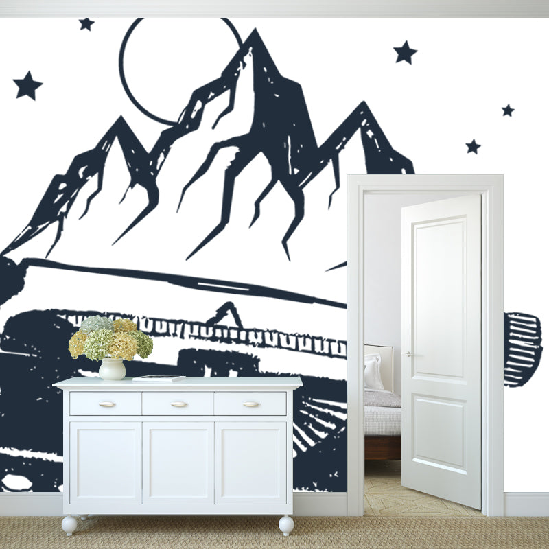 Full-Size Landline Mountain Mural Waterproofing Modernist Bedroom Wall Decoration Clearhalo 'Wall Decor' 'Wall Mural' 1468579