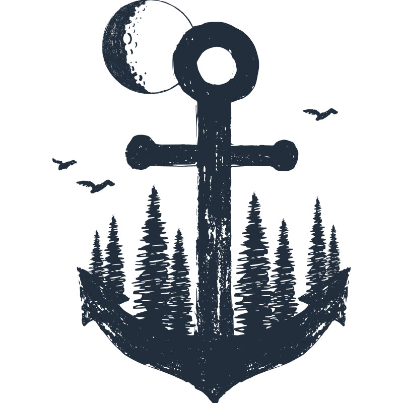 Modern Anchor Wall Mural Decal Non-Woven Waterproof Black-White Wall Decor for Bedroom Clearhalo 'Wall Decor' 'Wall Mural' 1468605