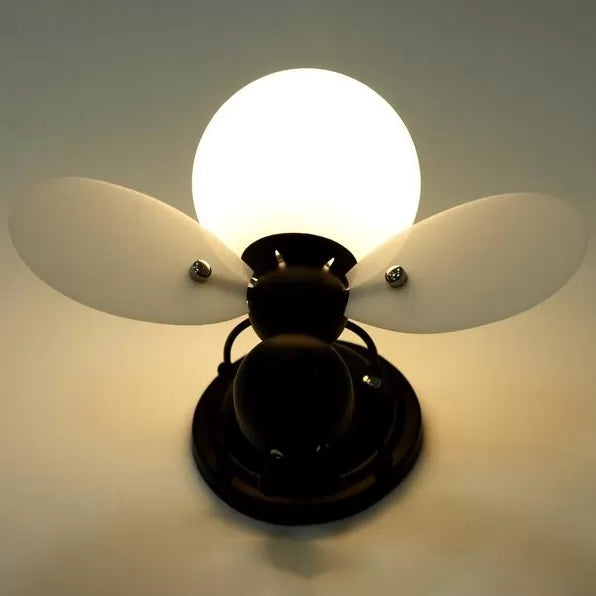 Rustic Style Bee Sconce Light Single Bulb Metal Wall Lamp for Kindergarten Child Bedroom Black Clearhalo 'Wall Lamps & Sconces' 'Wall Lights' Lighting' 14687