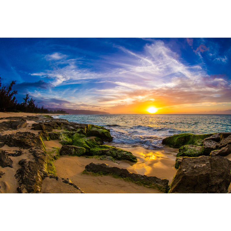 Full Size Twilight Coast Mural Wallpaper Yellow-Blue Non-Woven Wall Art, Waterproof, Custom Made Clearhalo 'Wall Decor' 'Wall Mural' 1468775