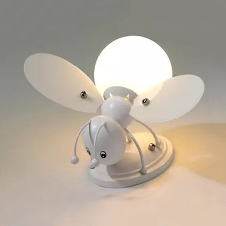 Rustic Style Bee Sconce Light Single Bulb Metal Wall Lamp for Kindergarten Child Bedroom White Clearhalo 'Wall Lamps & Sconces' 'Wall Lights' Lighting' 14688