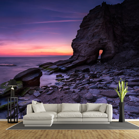 Purple Nightfall Rock Bay Mural Moisture Resistant Wall Covering for Accent Wall Clearhalo 'Wall Decor' 'Wall Mural' 1468898