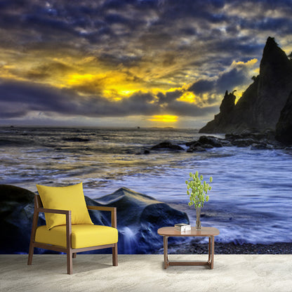 Photography Seashore Hills Wall Mural Big Wall Decoration for Bedroom, Custom Print Blue Clearhalo 'Wall Decor' 'Wall Mural' 1469002