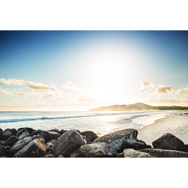 Seashore Rocks and Island Mural Tropical Non-Woven Material Wall Art in Blue for Home Clearhalo 'Wall Decor' 'Wall Mural' 1469020