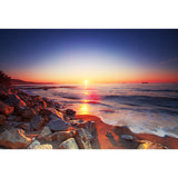 Purple Tropical Wall Paper Mural Full-Size Sundown Rocky Coast Wall Decor for Bedroom Clearhalo 'Wall Decor' 'Wall Mural' 1469030