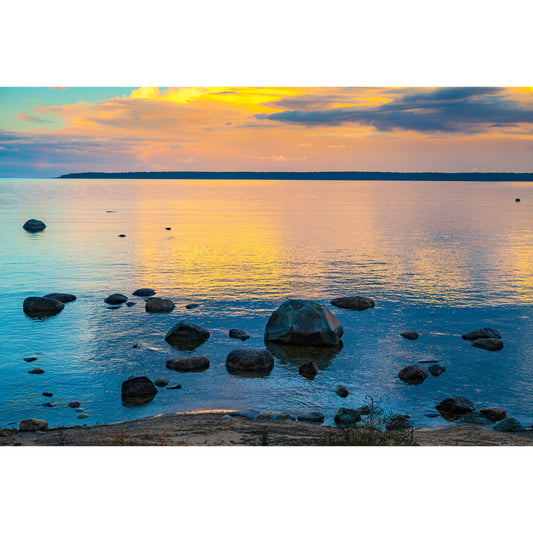 Non-Woven Large Blue Mural Tropix Evening Glow Reflection on Sea Wall Art, Custom Size Clearhalo 'Wall Decor' 'Wall Mural' 1469070