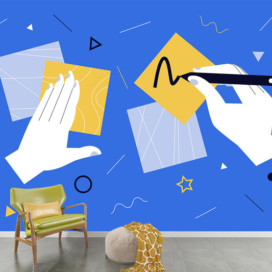 Note Taking Mural Wallpaper Artistry Stain Proof Living Room Wall Decor, Made to Measure Clearhalo 'Wall Decor' 'Wall Mural' 1469124