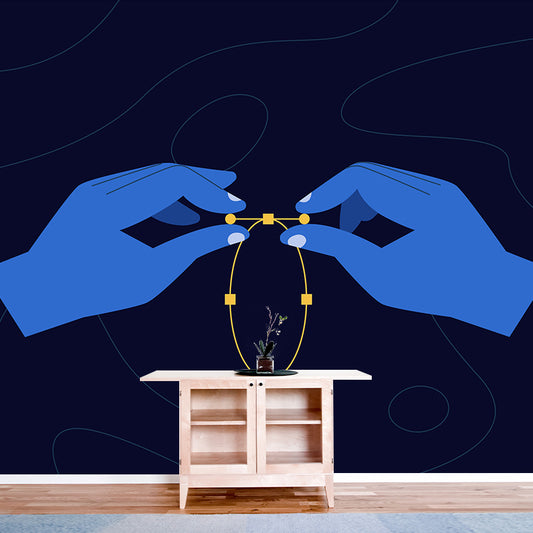 Blue Tie the Bracelet Mural Wallpaper Washable Artistry Bedroom Wall Decor on Black Clearhalo 'Wall Decor' 'Wall Mural' 1469138