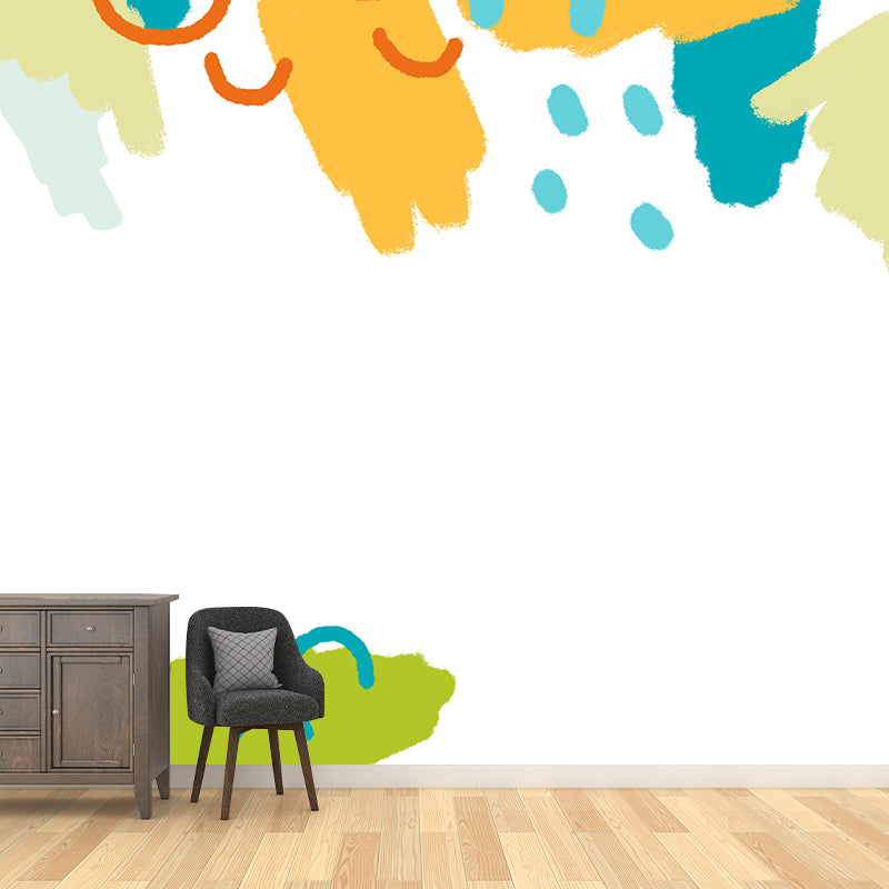 Childrens Art Raining Wallpaper Mural Yellow-Green Moisture Resistant Wall Decor for Kids Room Green Clearhalo 'Wall Decor' 'Wall Mural' 1469242