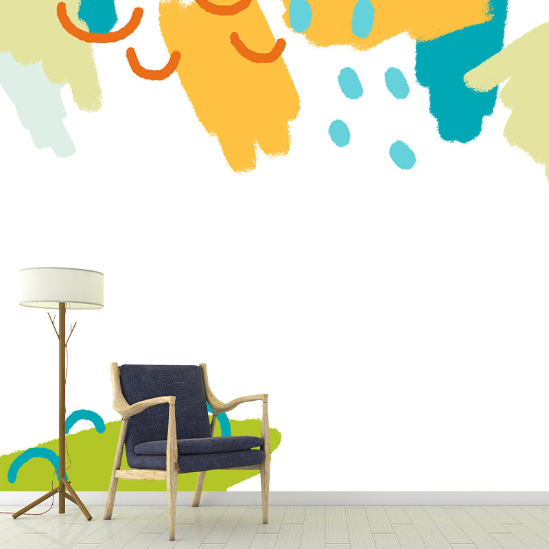 Childrens Art Raining Wallpaper Mural Yellow-Green Moisture Resistant Wall Decor for Kids Room Clearhalo 'Wall Decor' 'Wall Mural' 1469243