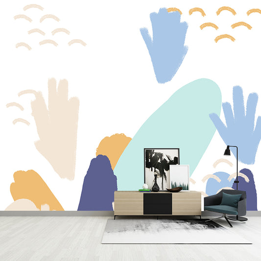 Mountain Landscape Wallpaper Mural Blue Childrens Art Wall Covering for Kids Bedroom Clearhalo 'Wall Decor' 'Wall Mural' 1469263