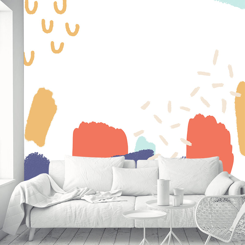 Custom Illustration Kids Wall Mural Decal with Abstract Pattern in Yellow for Home Yellow Clearhalo 'Wall Decor' 'Wall Mural' 1469277