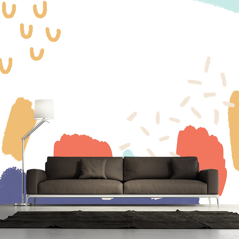 Custom Illustration Kids Wall Mural Decal with Abstract Pattern in Yellow for Home Clearhalo 'Wall Decor' 'Wall Mural' 1469278