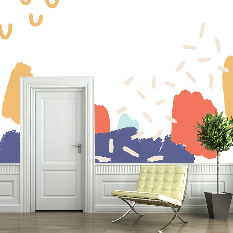 Custom Illustration Kids Wall Mural Decal with Abstract Pattern in Yellow for Home Clearhalo 'Wall Decor' 'Wall Mural' 1469279