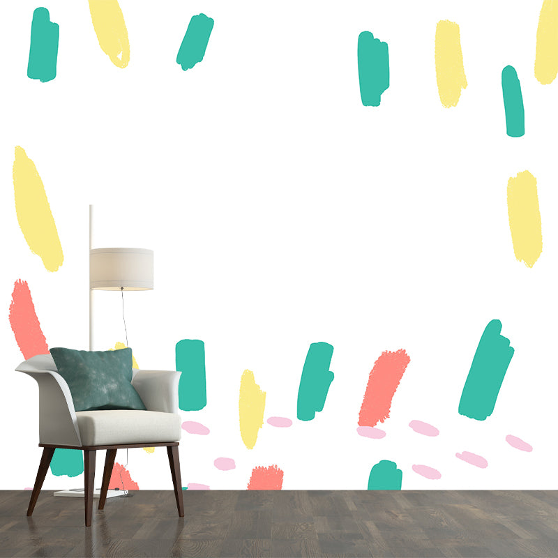 Full Size Brushstroke Mural for Kids Bedroom Abstract Wall Art in Green, Washable Green Clearhalo 'Wall Decor' 'Wall Mural' 1469282