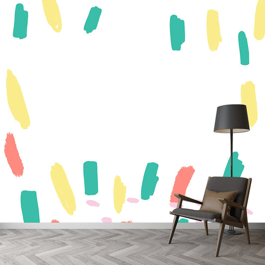 Full Size Brushstroke Mural for Kids Bedroom Abstract Wall Art in Green, Washable Clearhalo 'Wall Decor' 'Wall Mural' 1469284