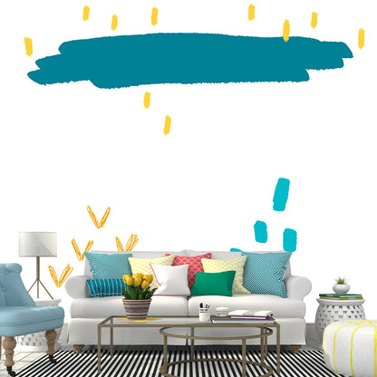 Blue Raining Countryside Painting Mural Stain Resistant Wall Covering for Living Room Blue Clearhalo 'Wall Decor' 'Wall Mural' 1469287