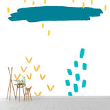 Blue Raining Countryside Painting Mural Stain Resistant Wall Covering for Living Room Clearhalo 'Wall Decor' 'Wall Mural' 1469289